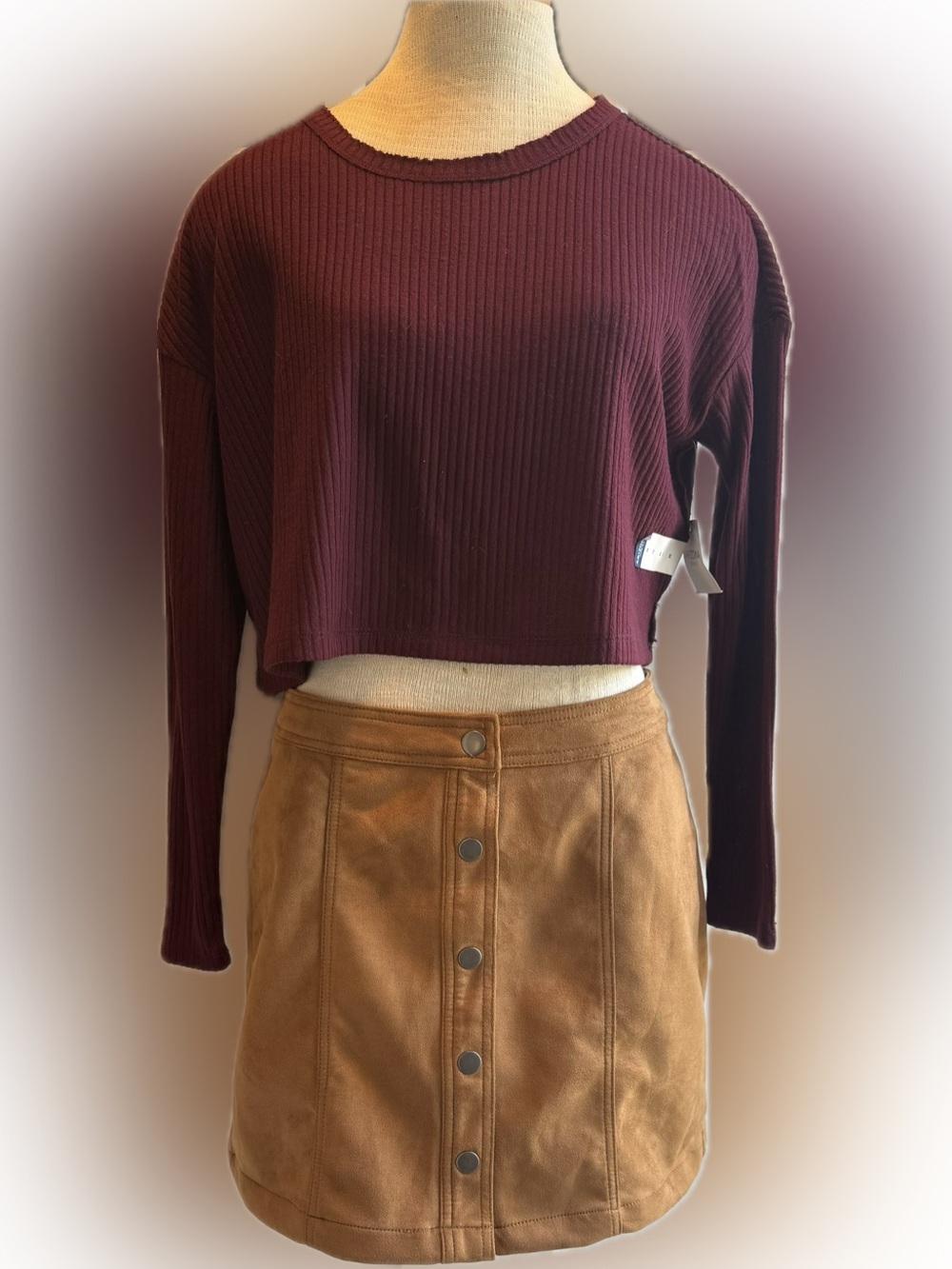 Faux Suede Button front miniskirt